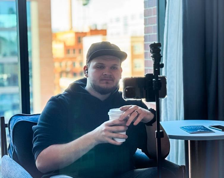 Isaac Mashman recording an episode